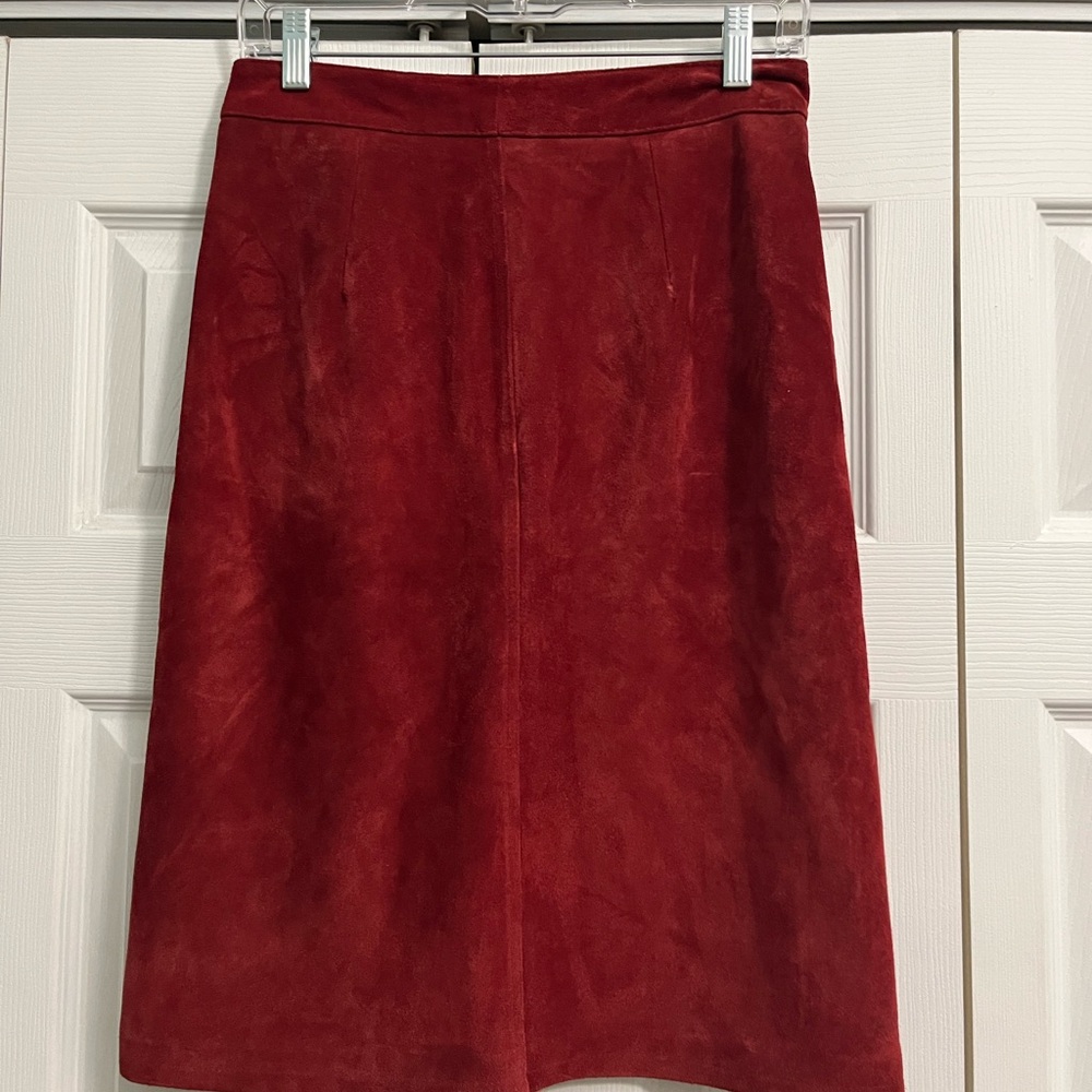 GAP Vintage‎ Y2K Red Suede Pencil Skirt Sz. M - Picture 8 of 11